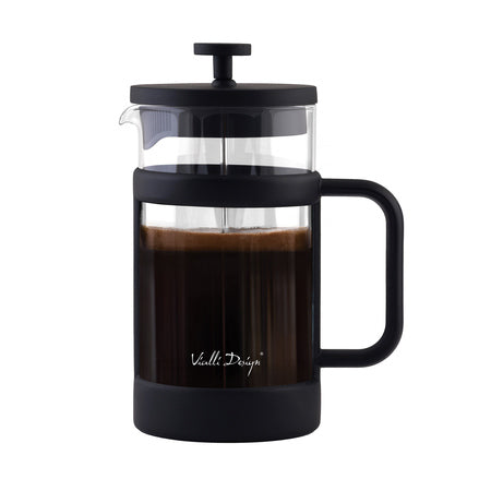French Press mit Edelstahlfilter und schwarzer Halterung – Modell Senso, 1 Liter
