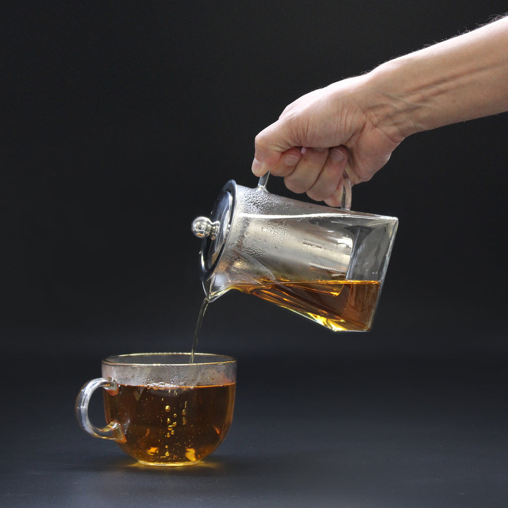 Glasteekanne mit Edelstahl-Siebeinsatz – 350 ml, mit Verpackung und integriertem Teesieb aus Metall