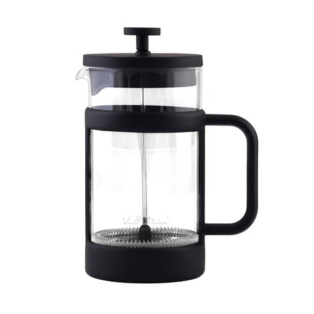 Vialli Senso French Press – Draufsicht auf Deckel mit Griff und Edelstahlstempel
