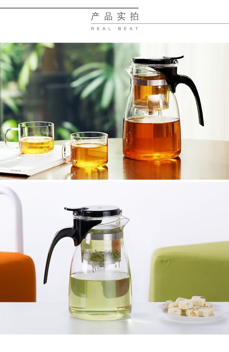 Teekanne 900 ml mit Zubehör – Glasbehälter, Filtereinsatz und Deckel im Set

