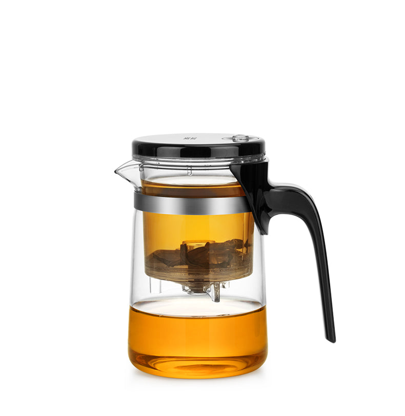 SAMA DOYO 500 ml Teekanne aus hitzebeständigem Glas mit Edelstahlfilter und schwarzem Griff
