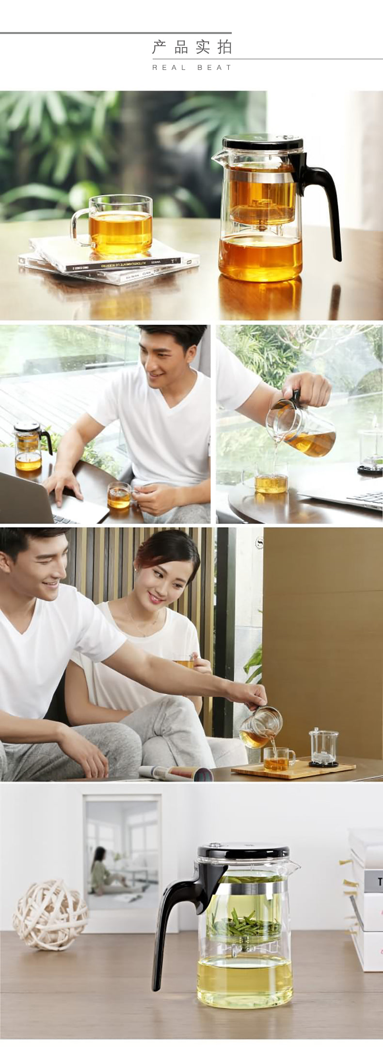 Glas-Teekanne 500 ml mit Filtereinsatz und Zubehör – ideales Set für losen Tee
