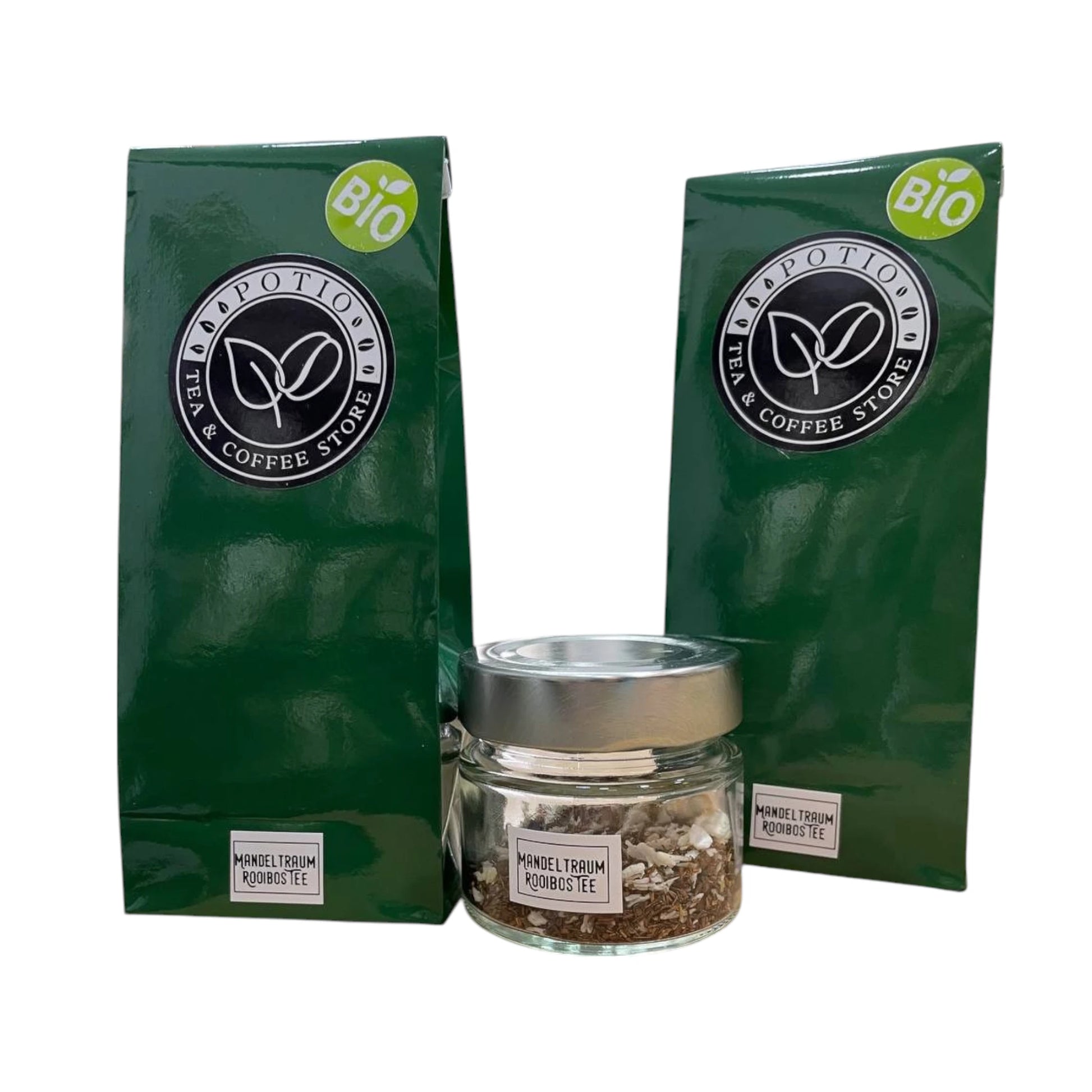Bio Rooibos Tee Mandeltraum mit Kokos, Zimt und Mandeln – exotischer loser Tee von Potio im Glas oder Beutel