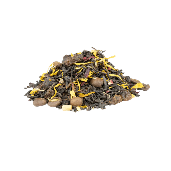Aromatische Schwarztee-Mischung mit Kaffee und Karamellstücken