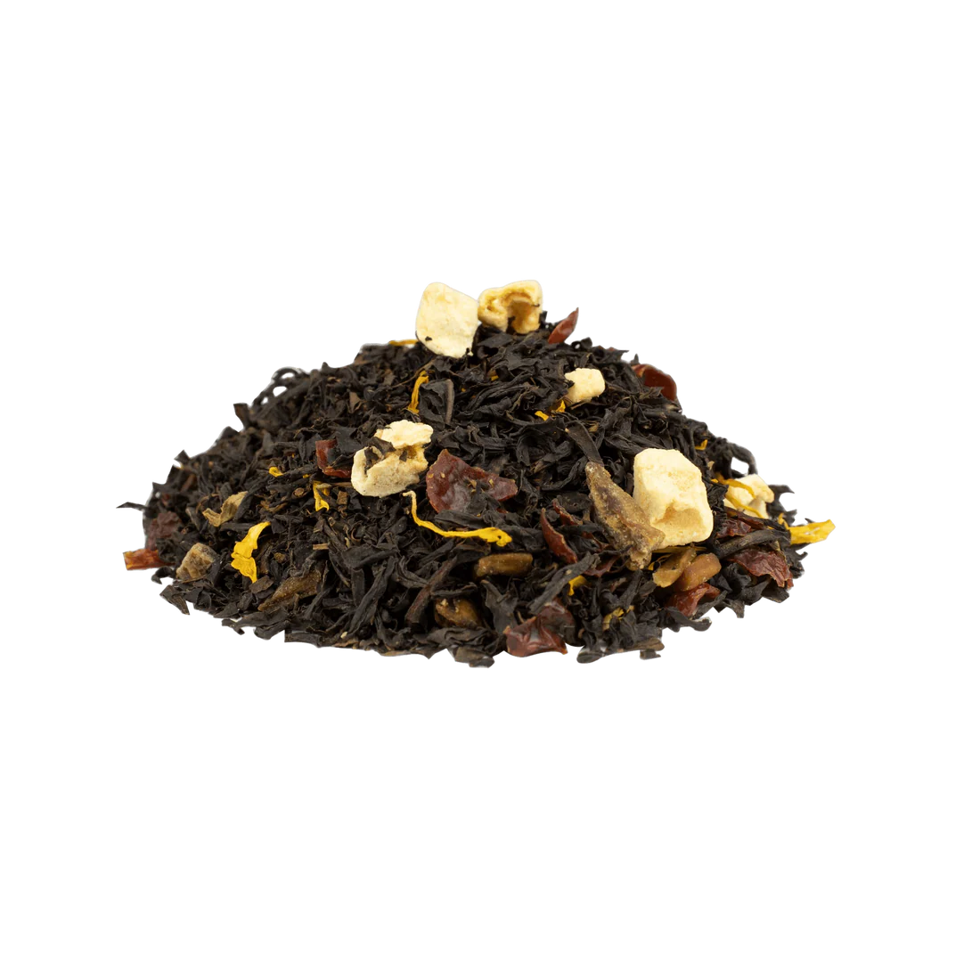 Aromatische Schwarztee-Mischung mit Mango- und Pfirsichstücken