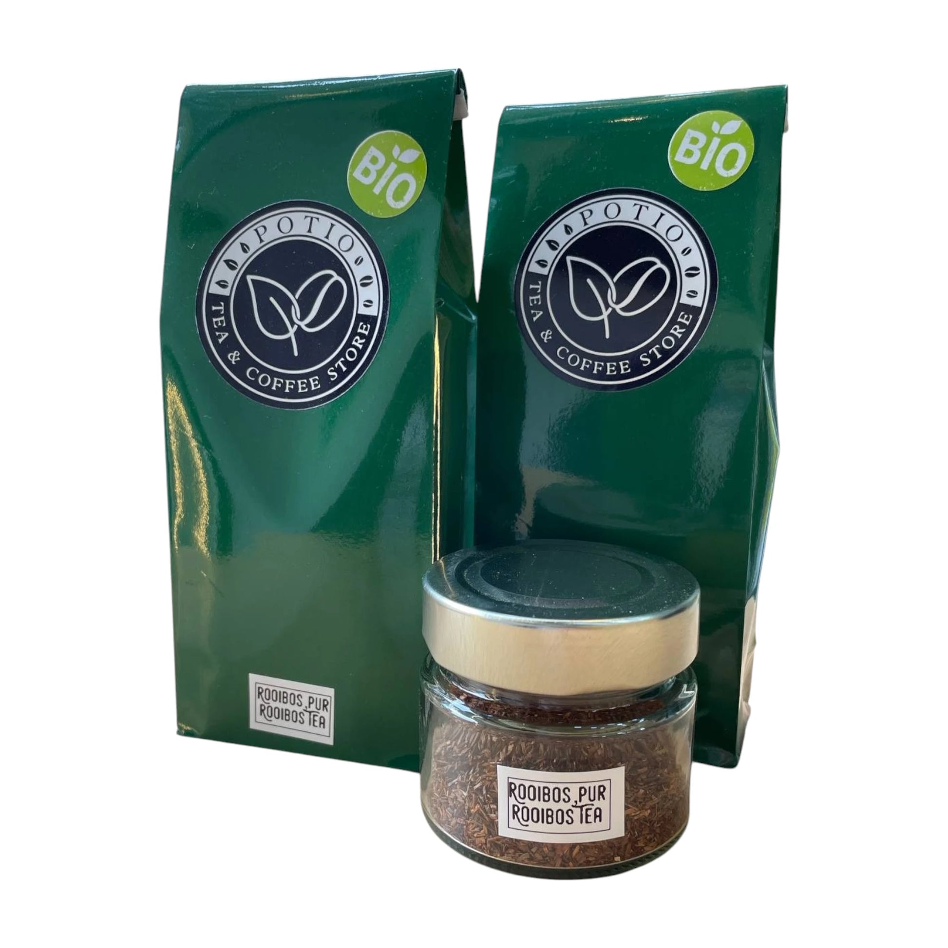 Klassischer Rooibos Tee von Potio – tiefrote Tasse, mild und pur